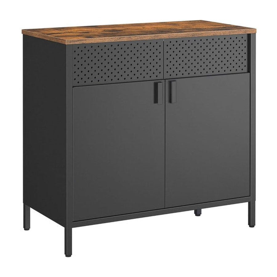 Vasagle SONGMICS Multipurpose Floor Standing Storage Sideboard - Rustic Brown & Black