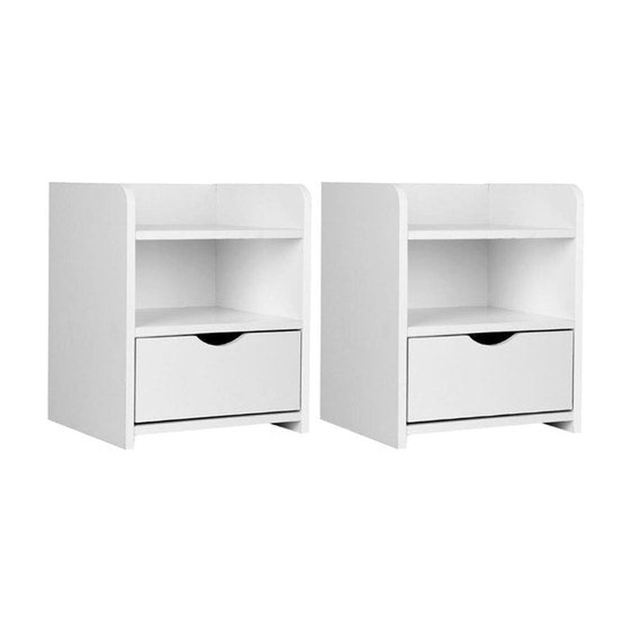 Artiss 2X Bedside Table 1 Drawer with Shelf - FARA White