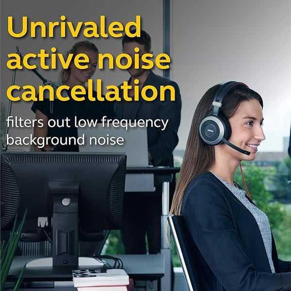 Jabra Evolve 80 MS Teams Wired Headset Professional Telephone Headphones with Unrivalled Noise Cancellation for Calls and Music, Features World Class Speakers and All Day Comfort