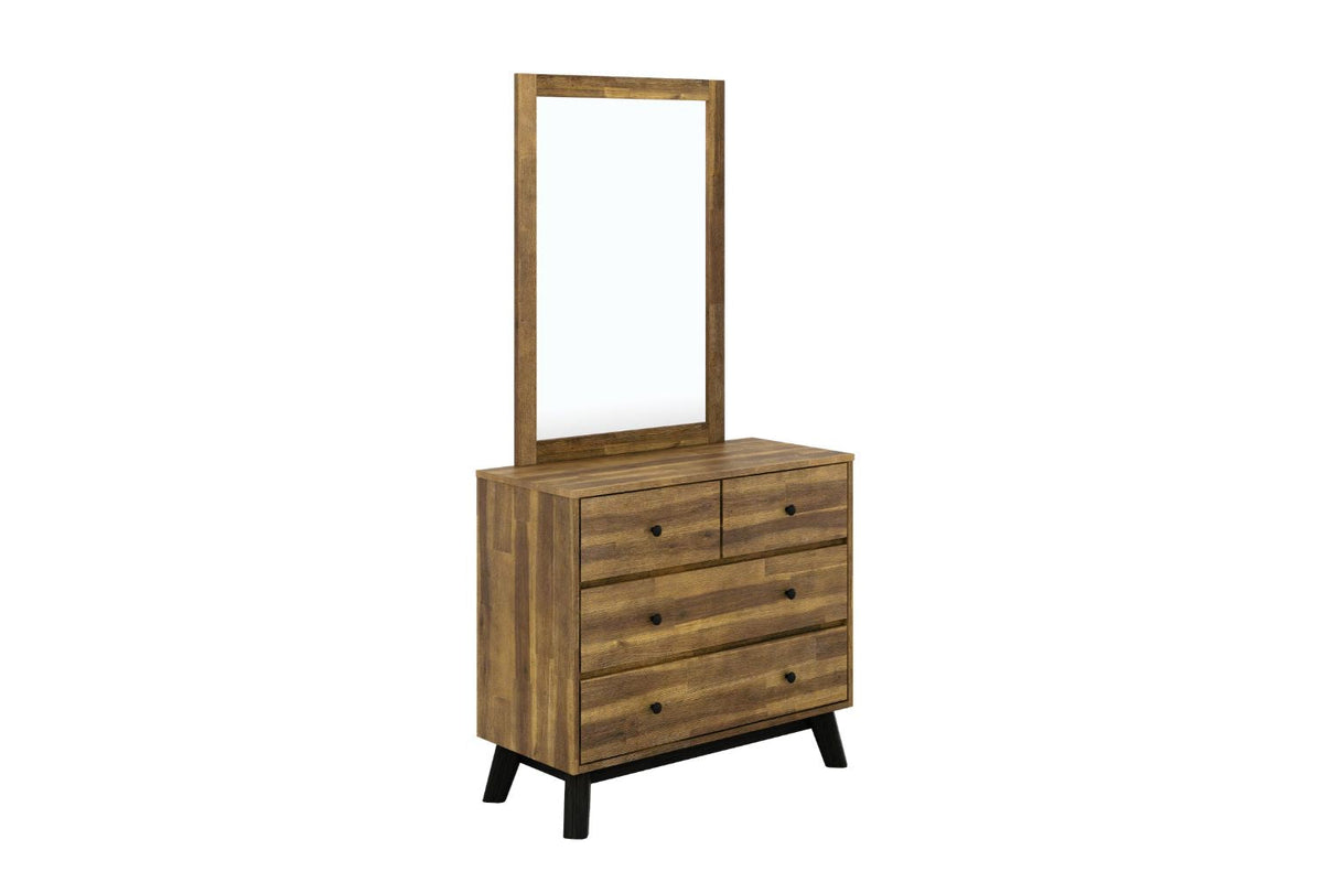 Calla 4-Drawer Solid Acacia Wood Dresser With Mirror