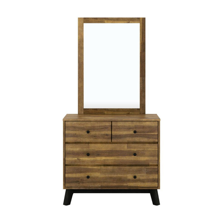 Calla 4-Drawer Solid Acacia Wood Dresser With Mirror