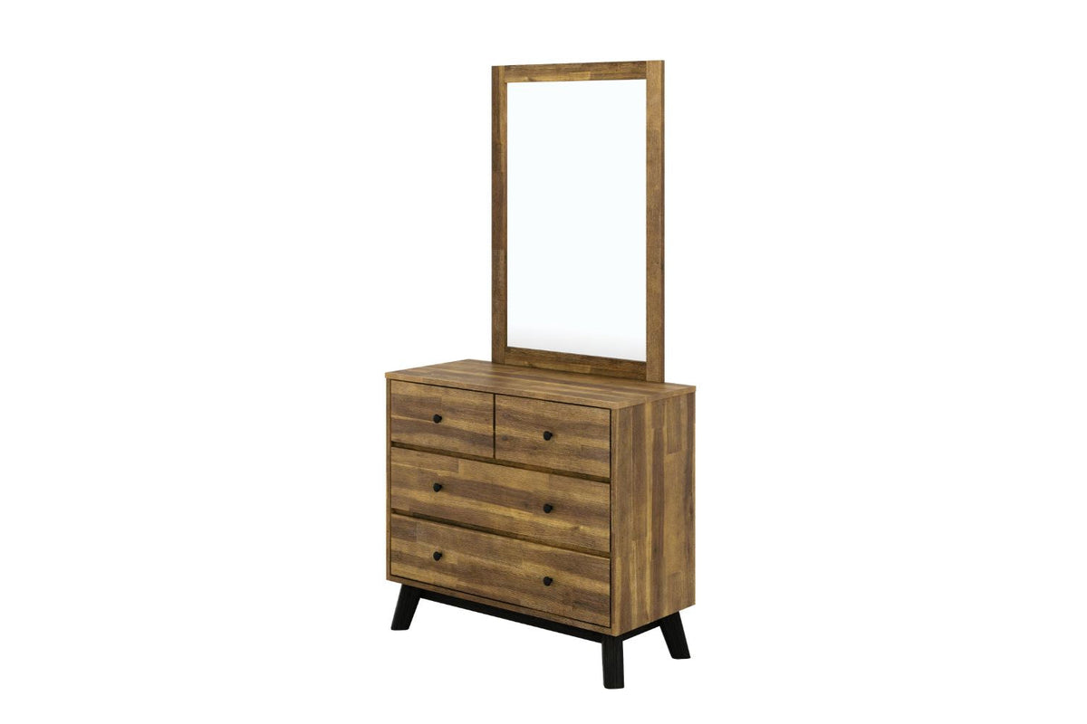 Calla 4-Drawer Solid Acacia Wood Dresser With Mirror