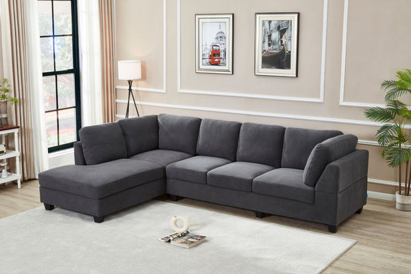 LIBERTY Premium Sectional Sofa (Dark Grey) - Chaise Facing Right without Ottoman
