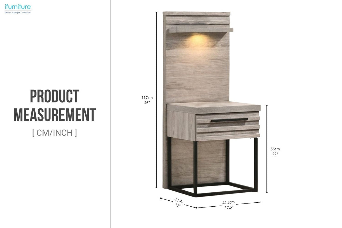 (Set Of 2) Westden Bedside Table With Side Pier Combo