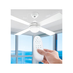 Arlec 130cm White 4 Blade Grid Connect Smart DC Ceiling Fan With LED Light And Remote