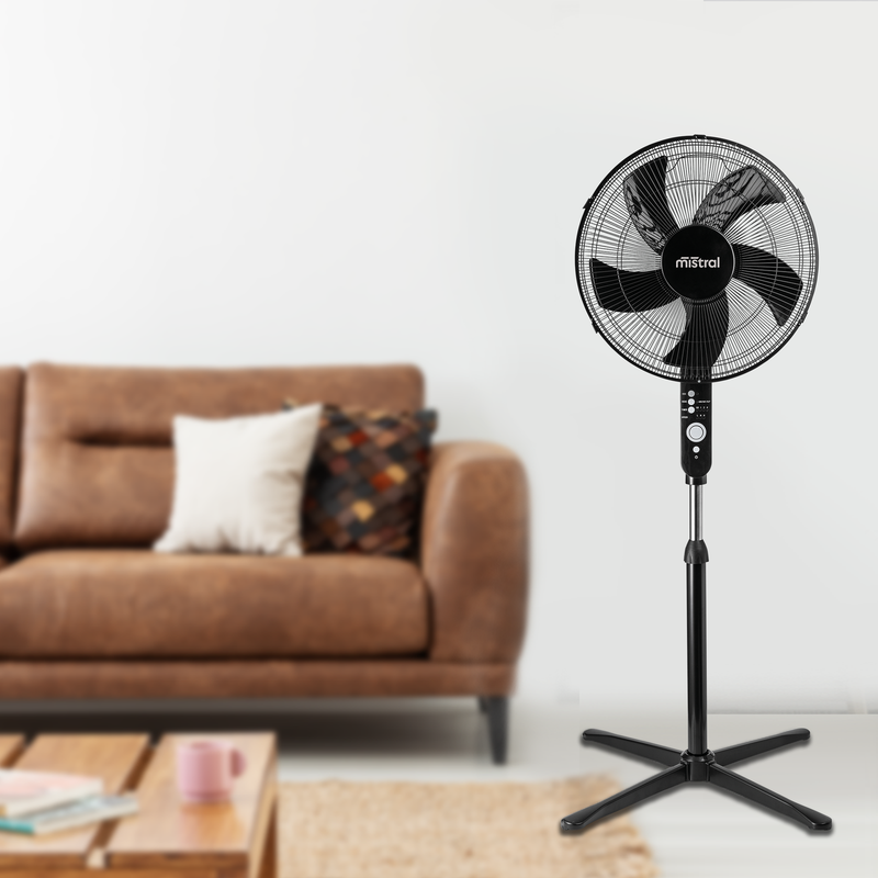 Mistral 40cm Black Pedestal Fan With Remote