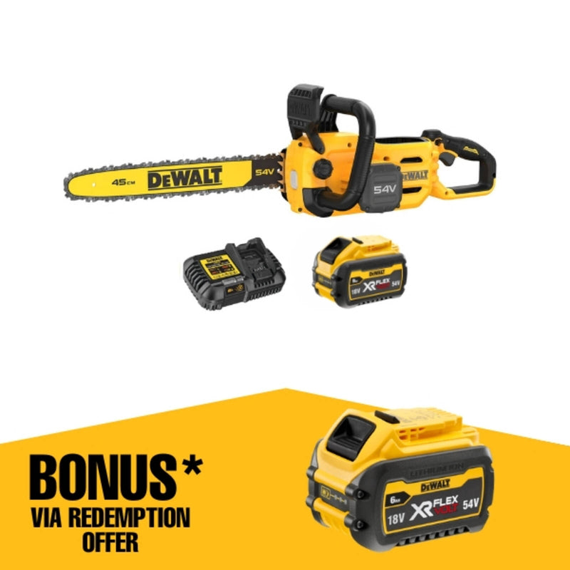 DEWALT 54V 450mm (18") FlexVolt Cordless Chainsaw Kit DCMCS574X1-XE