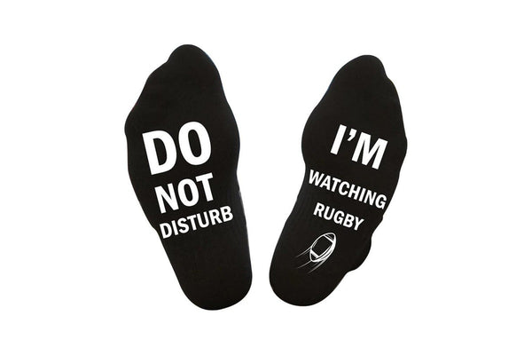 Pair of I'M WATCHING Unisex RUGBY Rugby Socks for Football Lover Black