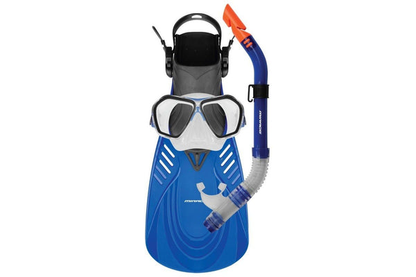 Mirage Fiji Silicone Mask, Snorkel & Fin Set - Blue - S / M