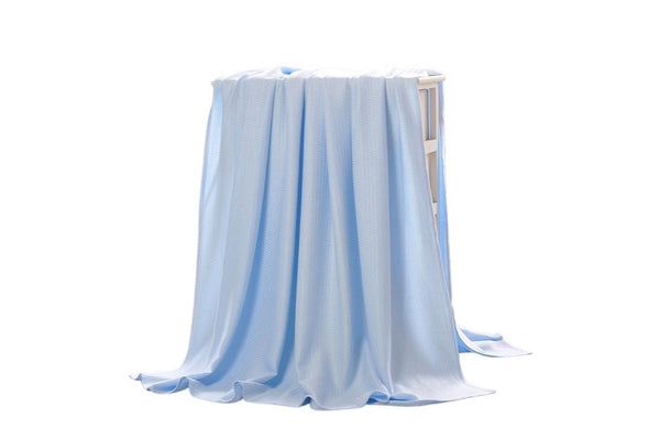 Breathable Summer Blanket Waffle Throw Blanket Air Conditioning Blanket Light Blue