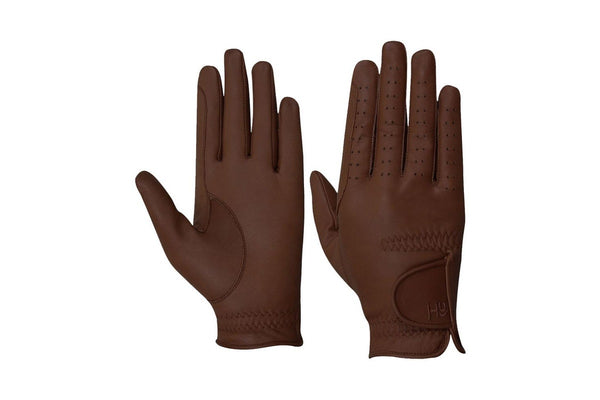 Hy5 Adults Leather Riding Gloves (Brown) (XS)