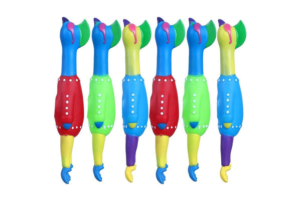 6x Paws & Claws Pet Dog 25cm Vinyl Neon Squeaky Chicken Toy w Squeaker Assorted