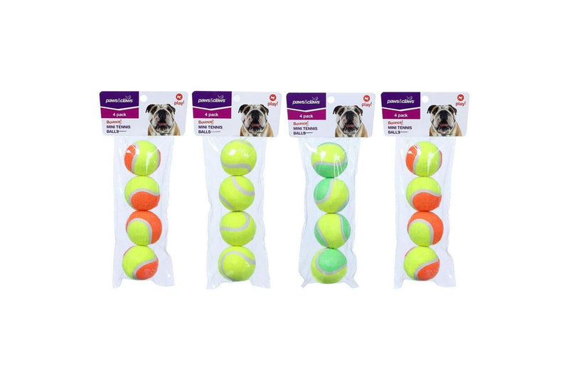 16PK Paws & Claws 4cm Mini Tennis Ball Dog Toy Interactive Fun Play Game Assort.