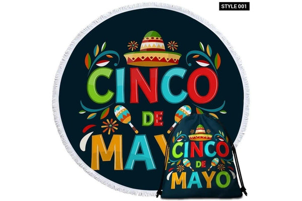 Mexican Cinco De Mayo Round Beach Towel For Adults