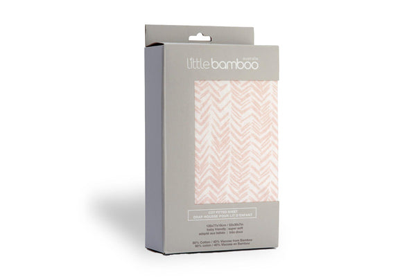 Little Bamboo: Jersey Fitted Cot Sheet - Herringbone Dusty Pink