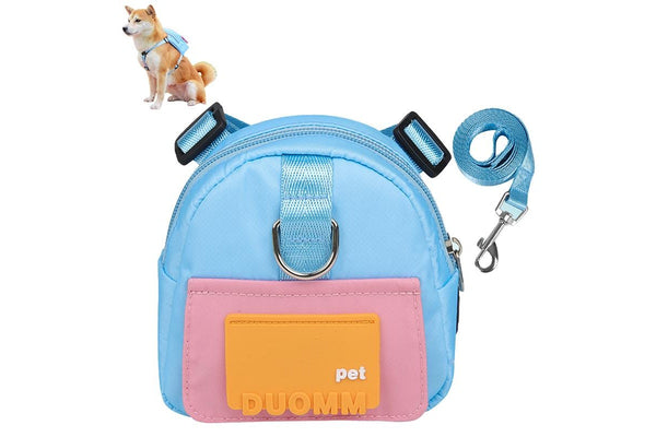 Dog Backpack Harness with D-Ring - Blue