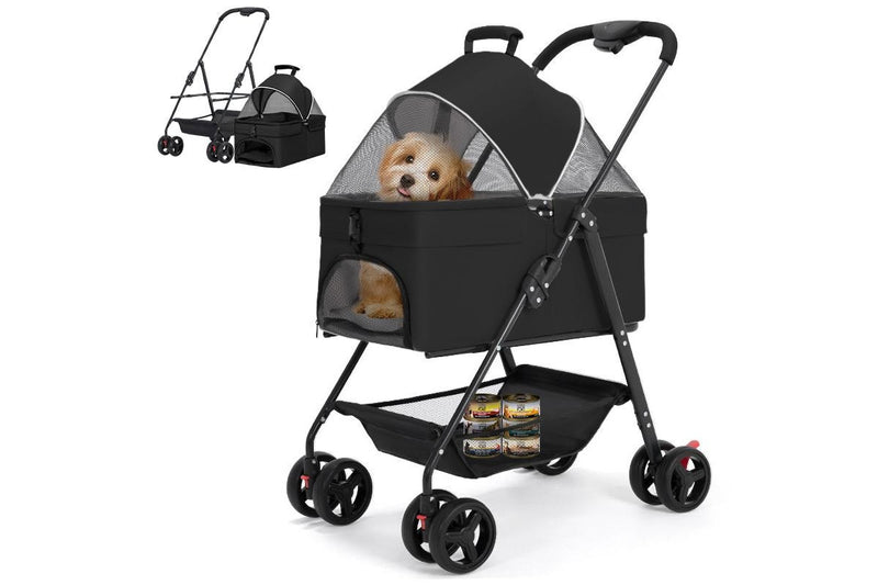 ZOOMIES 3-in-1 Foldable Pet Stroller - Black