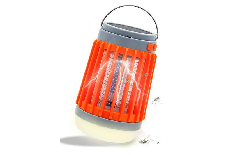 Solar Powered LED - Portable Camping Lantern & Pest Killer (Orange)