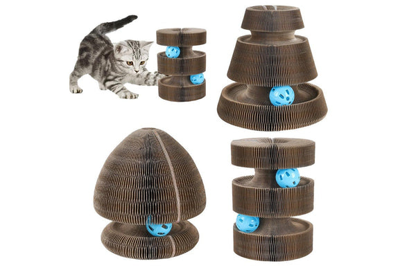 Magic Organ Foldable Cat Scratch Board Interactive Toys with Bells Style 1