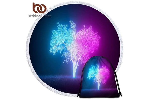 Bright Tree And Fruits Round Beach Towel