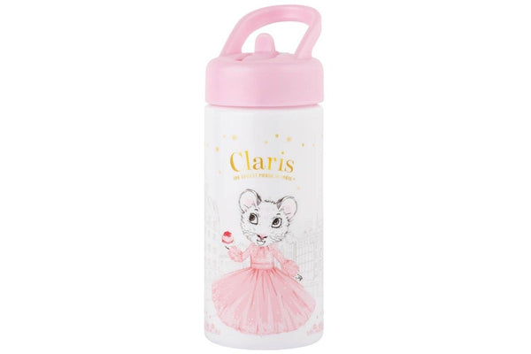 Claris: Pink Drink Bottle with Straw (410ml)