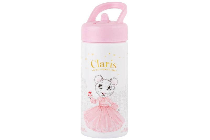 Claris: Pink Drink Bottle with Straw (410ml)