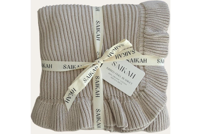 Saikah: Ribbed Frill Blanket - Light Grey