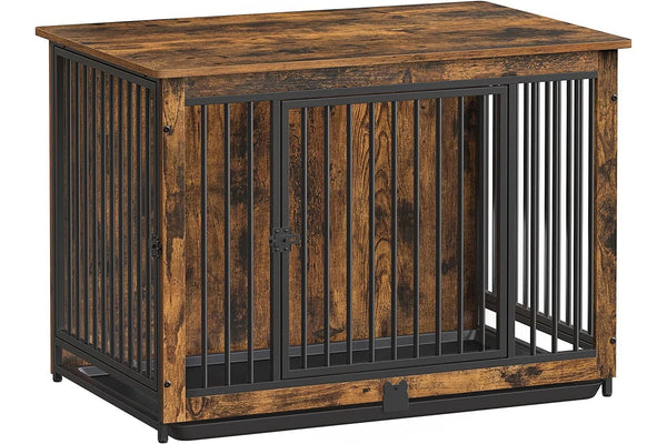 VASAGLE Feandrea Dog Crate Furniture with 2 Doors - Rustic Brown