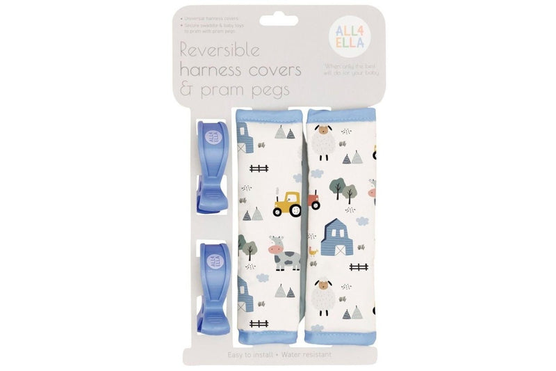 All4Ella: Harness Covers & Pram Pegs - Farm Yard