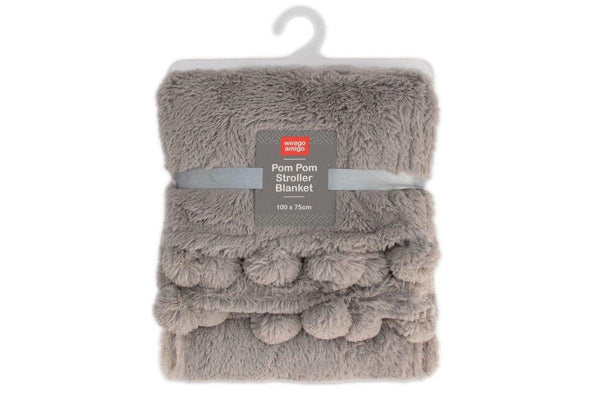 Weegoamigo: Plush Pom Pom Blanket - Grey