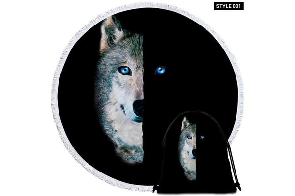 Vivid Wolf Round Beach Microfiber Towel