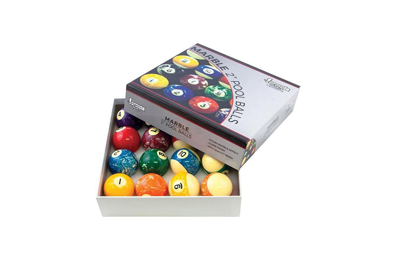 Formula Sports Marble Pool Billiards Balls 2" Boxed Numbered 1-15 Multicoloured