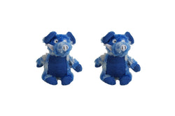 2x Pro Pet 30cm Squeaky Soft Plush Pig Dog Toy Interactive Squeaker Play Blue