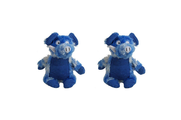 2x Pro Pet 30cm Squeaky Soft Plush Pig Dog Toy Interactive Squeaker Play Blue