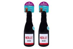 2x Paws & Claws Pet Dog 31x10cm Merlot Bottle Shop Soft Plush w Squeaker Toy BLK