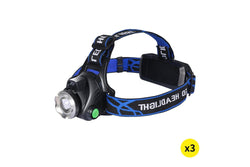 3x 500LM LED Headlamp Headlight Flashlight Head Torch Rechargeable CREE XML T6