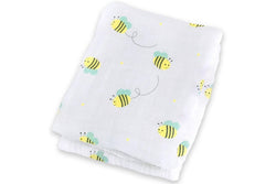 Lulujo: Muslin Cotton Swaddle - Bumbling Bee