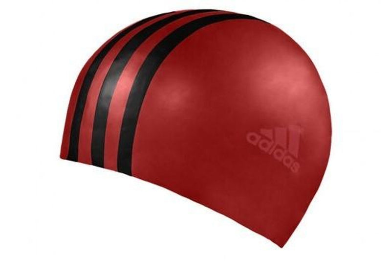 Adidas Striped Adult Swimming Cap - Red / Black