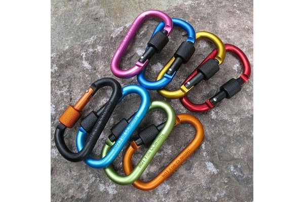 Outdoor Aluminum Carabiner D Ring Key Chain Clip Hook Buckle Black - Standard