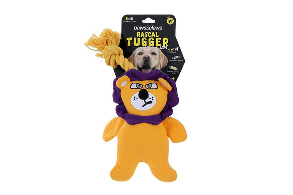 Paws & Claws 36cm Rascal Canvas Lion Tugger Pet Interactive Play Toy w Squeaker