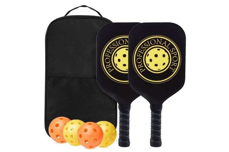 2x Glass Fibre Pickleball Paddle Pickle Ball Racket With 4 Balls Set (Color:C)