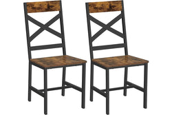 Vasagle Set of 2 Industrial Brown Dining Chairs Sets with Backrest