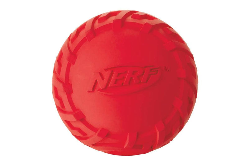 Nerf Dog Pet Indoor Outdoor Rubber Squeaker Play Fetch Throw Chew Toy Ball Red