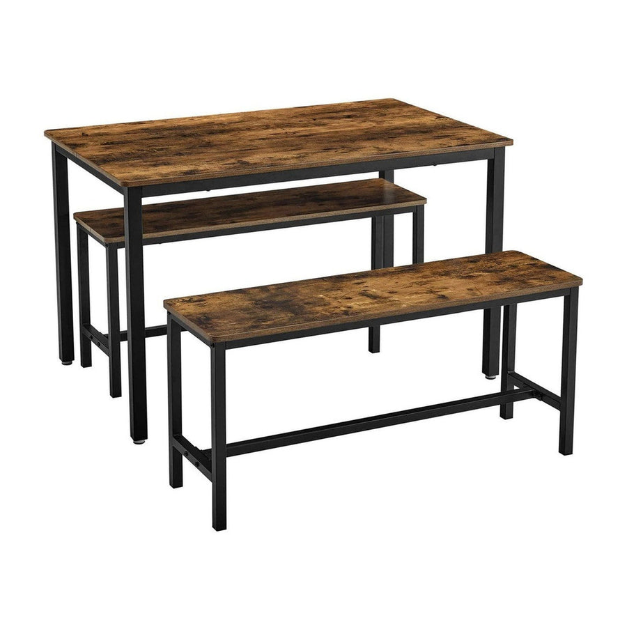Vasagle : Dining Table with 2 Benches - Rustic Brown