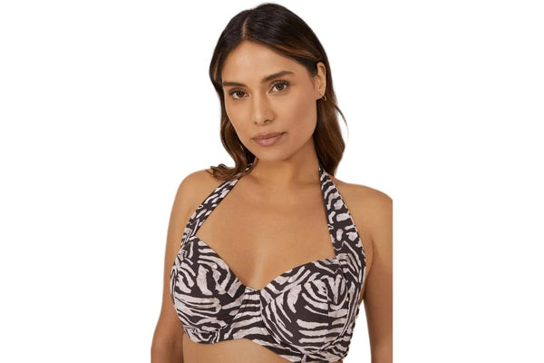 Gorgeous Womens/Ladies Animal Print Non-Padded Bikini Top (Brown) (32G)