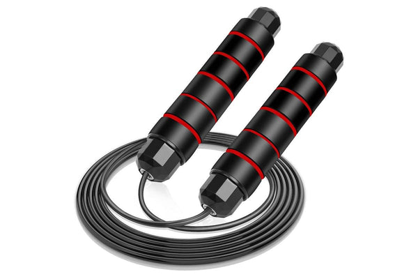 HYPERANGER Adjustable Speed Jumping Rope with Foam Handles - Black+Red