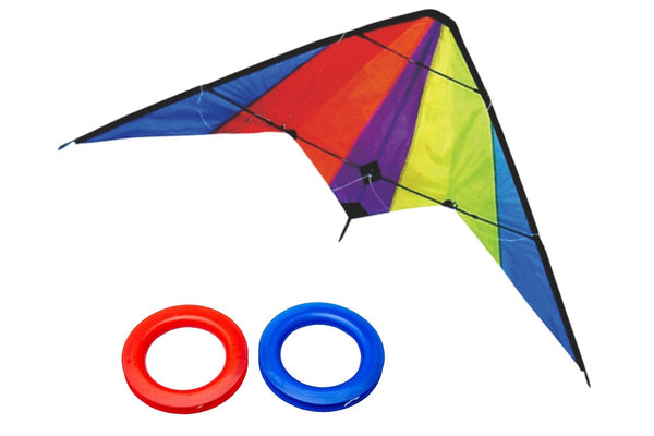 Rainbow Colourful Flying Kite with 2 Coils