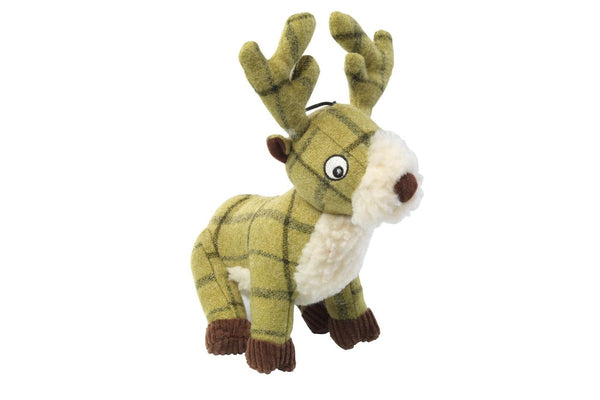 House Of Paws Tweed Plush Stag Dog Toy (Green) (One Size)