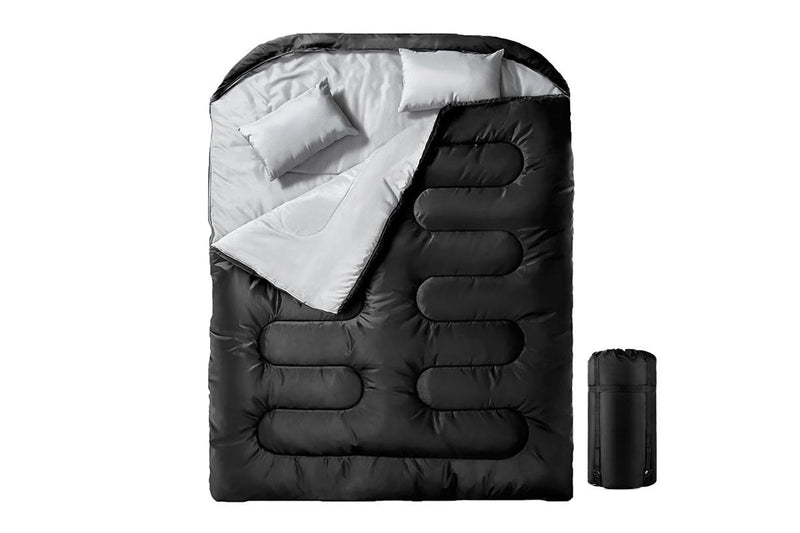 HYPERANGER Double Sleeping Bag with Pillow - Grey