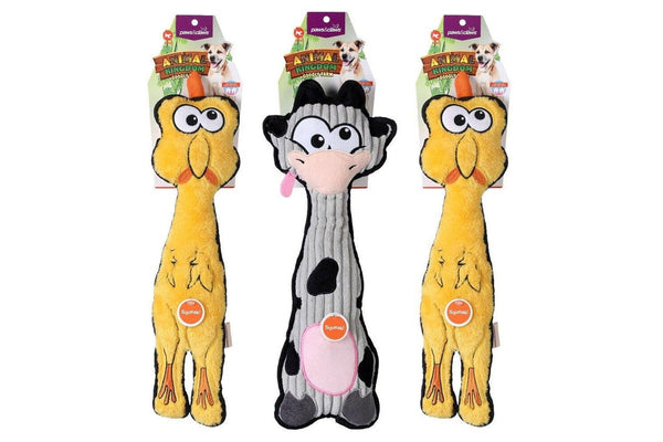 3x Paws & Claws Dog Chew Toy 49cm Animal Kingdom Googly Farm w Squeaker Assort.